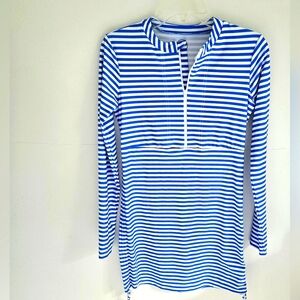 Mott50 striped swimsuit cover-up ruched